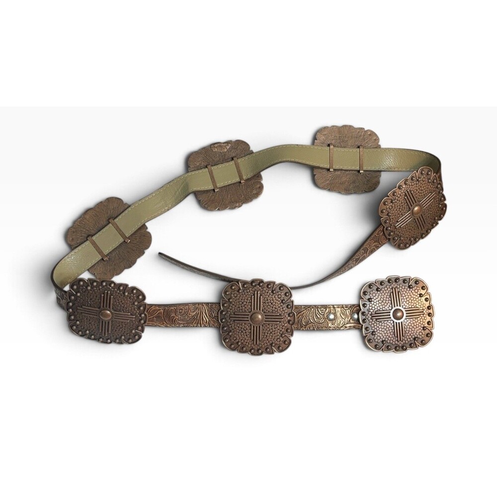 Women Western Concho faux leather Belt Boho Wide Belt